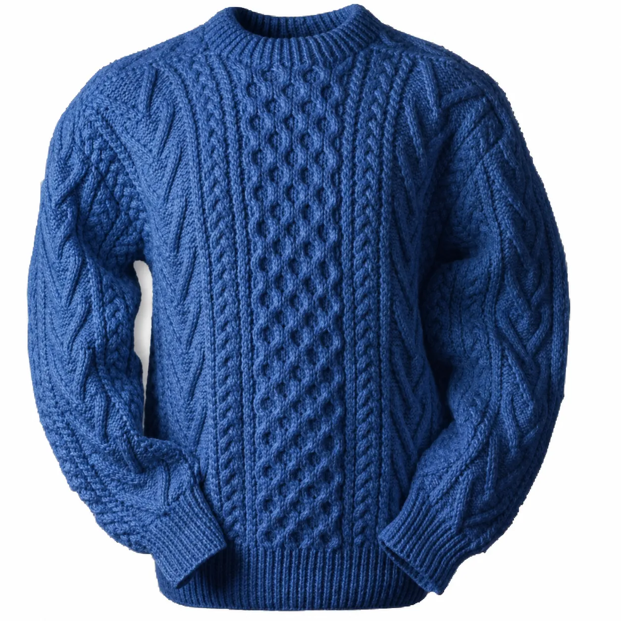 Classic Aran Cable-Knit Crewneck Sweater
