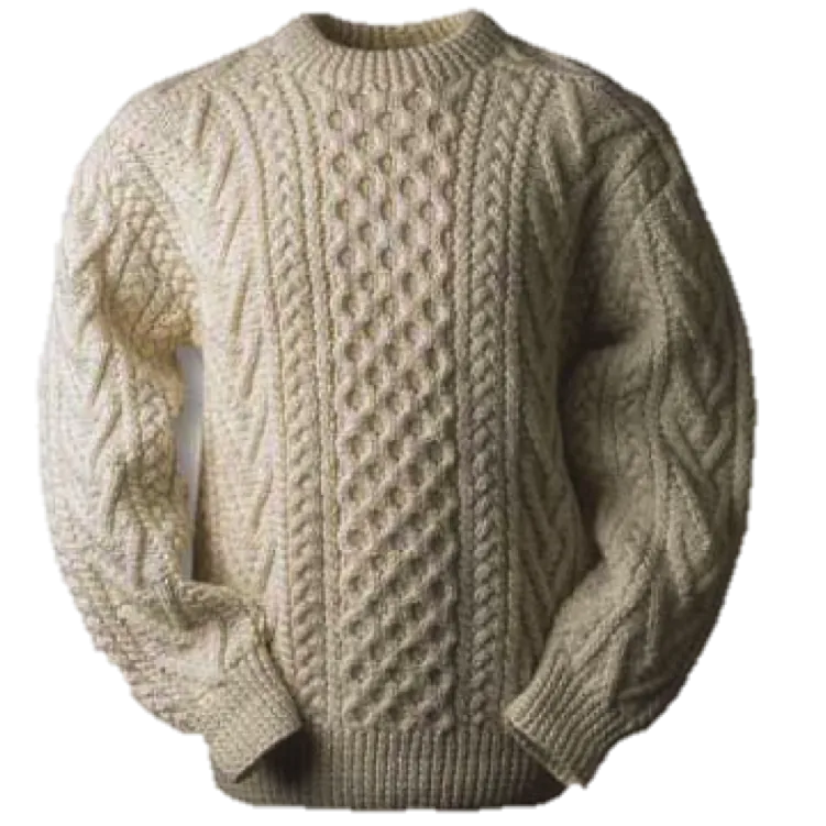 Classic Aran Cable-Knit Crewneck Sweater
